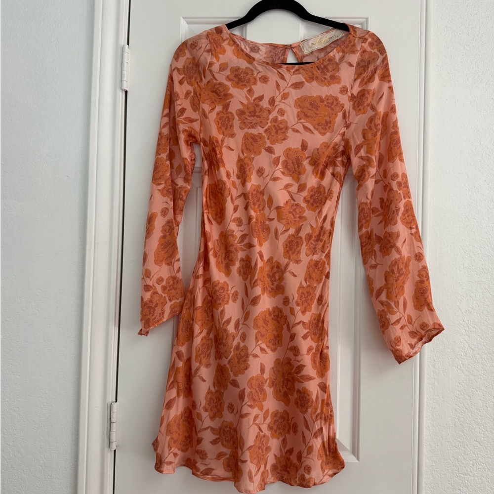 Jen's Pirate Booty Pink and Orange Floral Long Sleeve Dress